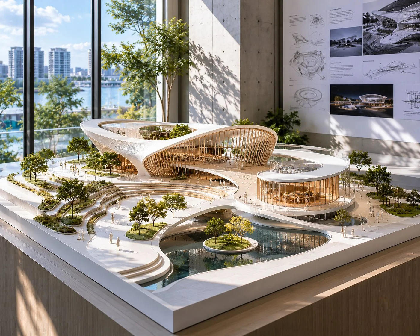 Exhibition pavilion scale model UAE — organic curved architecture